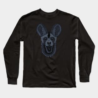 African Wild Dog - Blue Long Sleeve T-Shirt